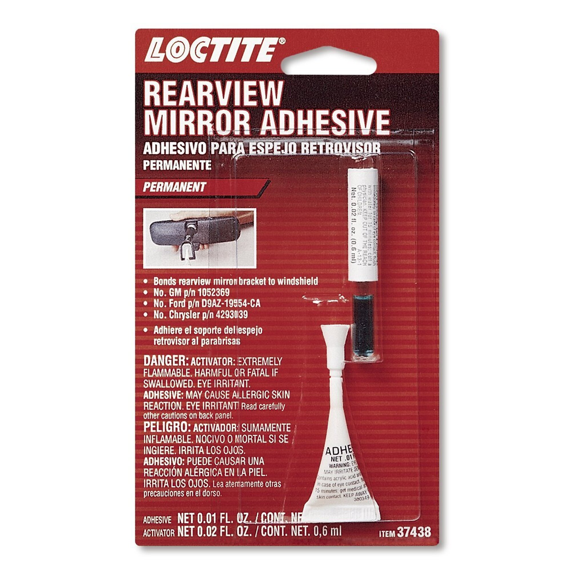Loctite Rearview Mirror Adhesive 3cc 2-Part Kit, 12PK